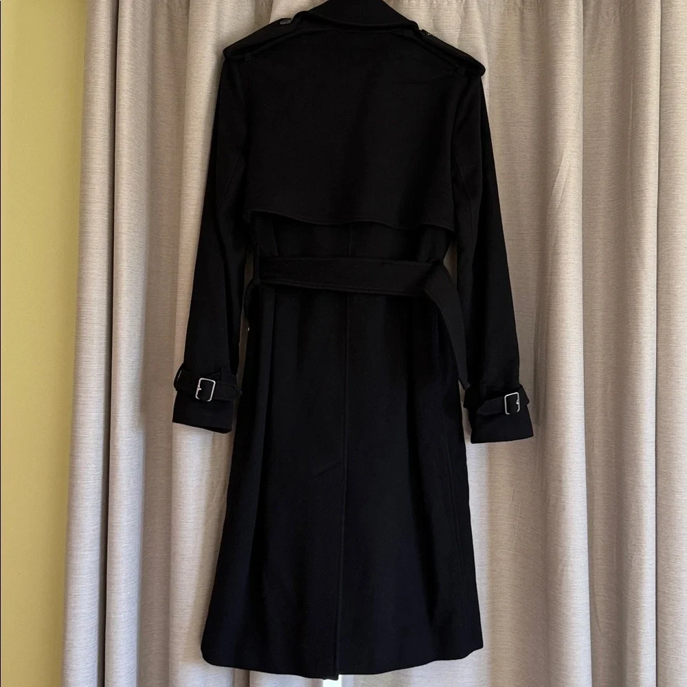 Burberry Black Double-Breasted Wool Trench Coat with Belt - Picture 9 of 16